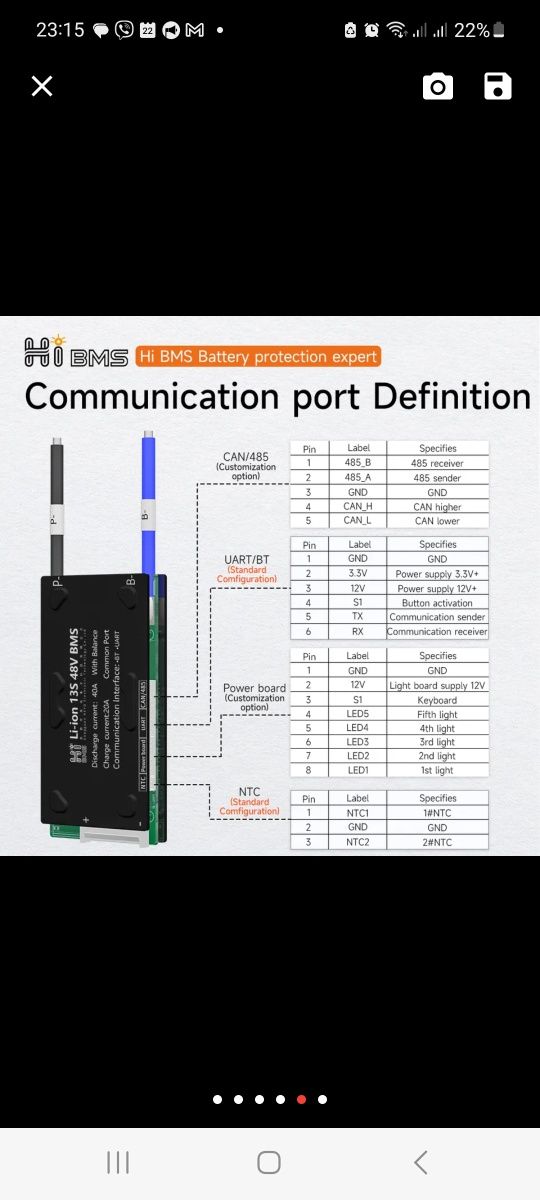 Hi BMS 3s 60A li-ion smart bms Bluetooth Daly