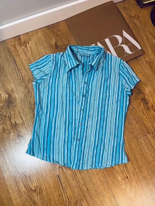 Sport street piękna niebieska koszula w paski