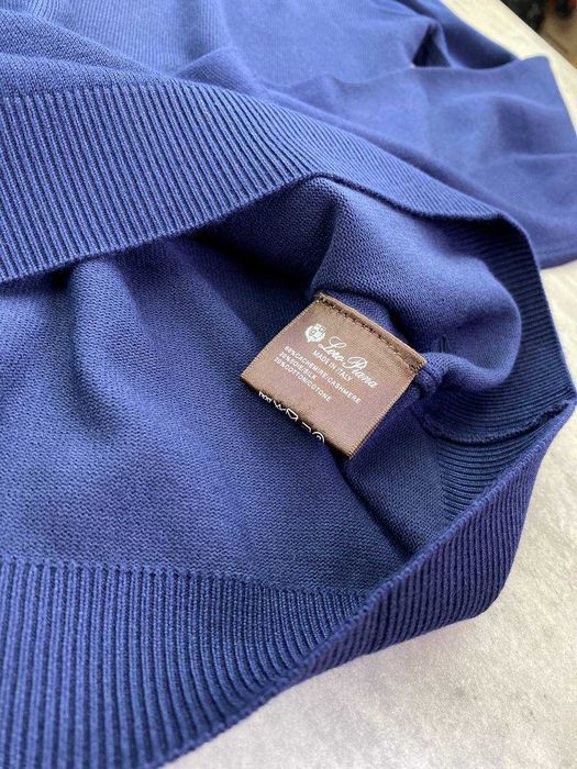 Мужской синий свитер Loro Piana кофта с вышивкой Лоро Пиана sg252