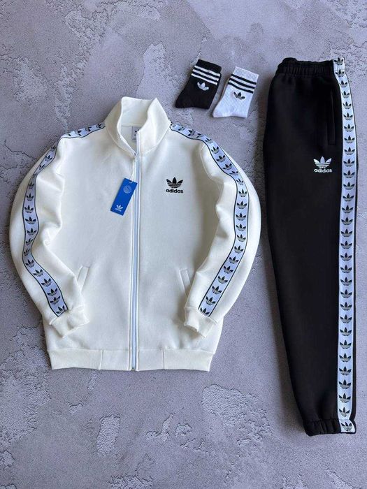 Чоловічий спортивний костюм Adidas зимній на флісі комплект [S-XXL]