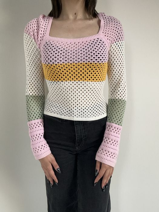 Pastelowy kolorowy ażurowy sweterek rozm. XS Bik Bok