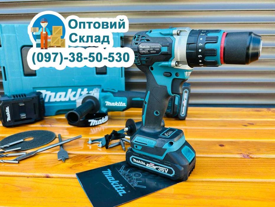 Безщітковий Набір 2в1 Makita Болгарка DGA504XGT + Шурупокрут DHP485XGT
