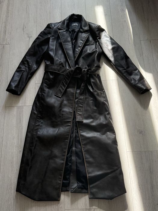 Тренч, плащ  шкіряний zara