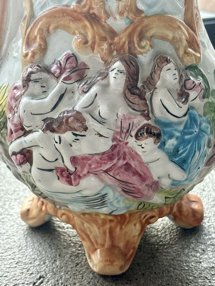 Wielki Stary Dzban porcelanowy sygnowany Capo Di Monte 45cm Włochy