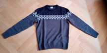 Sweter męski wełniany (30% wełna) - norweski wzór  - NOWY