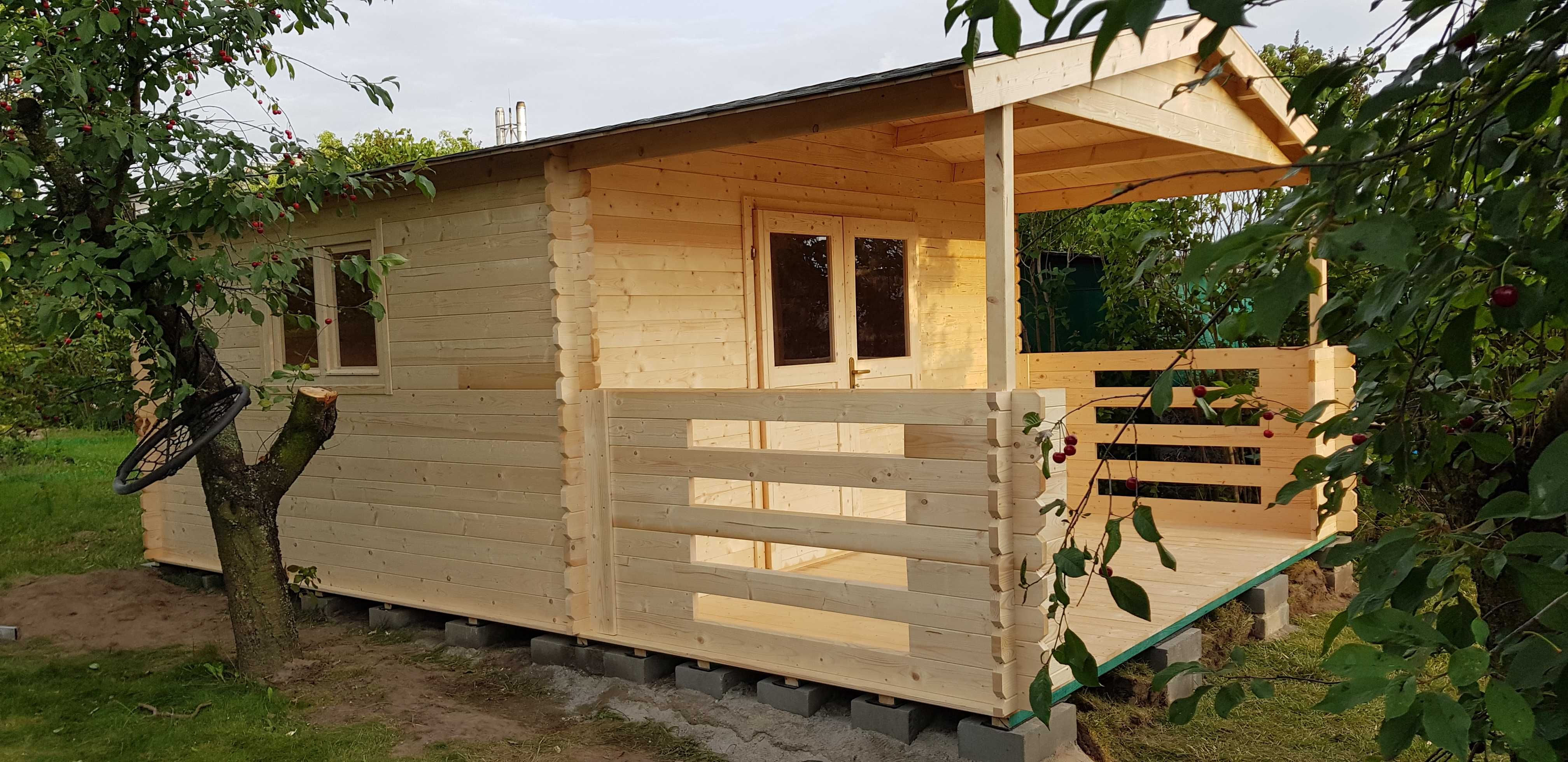 ogrodowy LETNISKOWY domek drewniany z TARASEM *6m x 4m *24 m2 balik 34