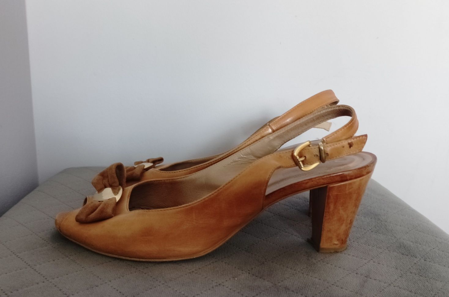 Gino Rossi czółenka buty sandały wygodny obcas skóra 38