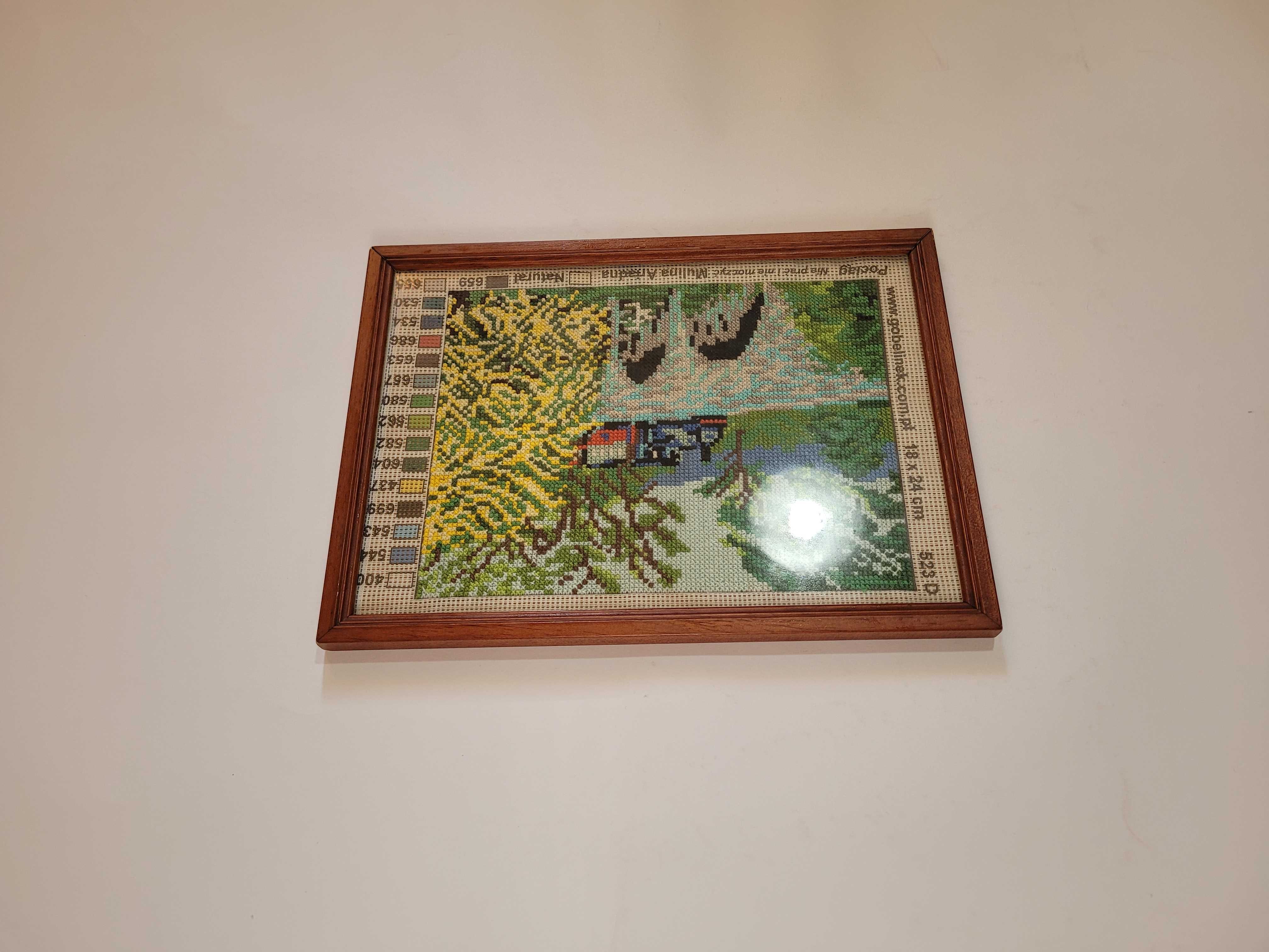 Obraz ręcznie wyszywany 18x24 cm "Kolej"