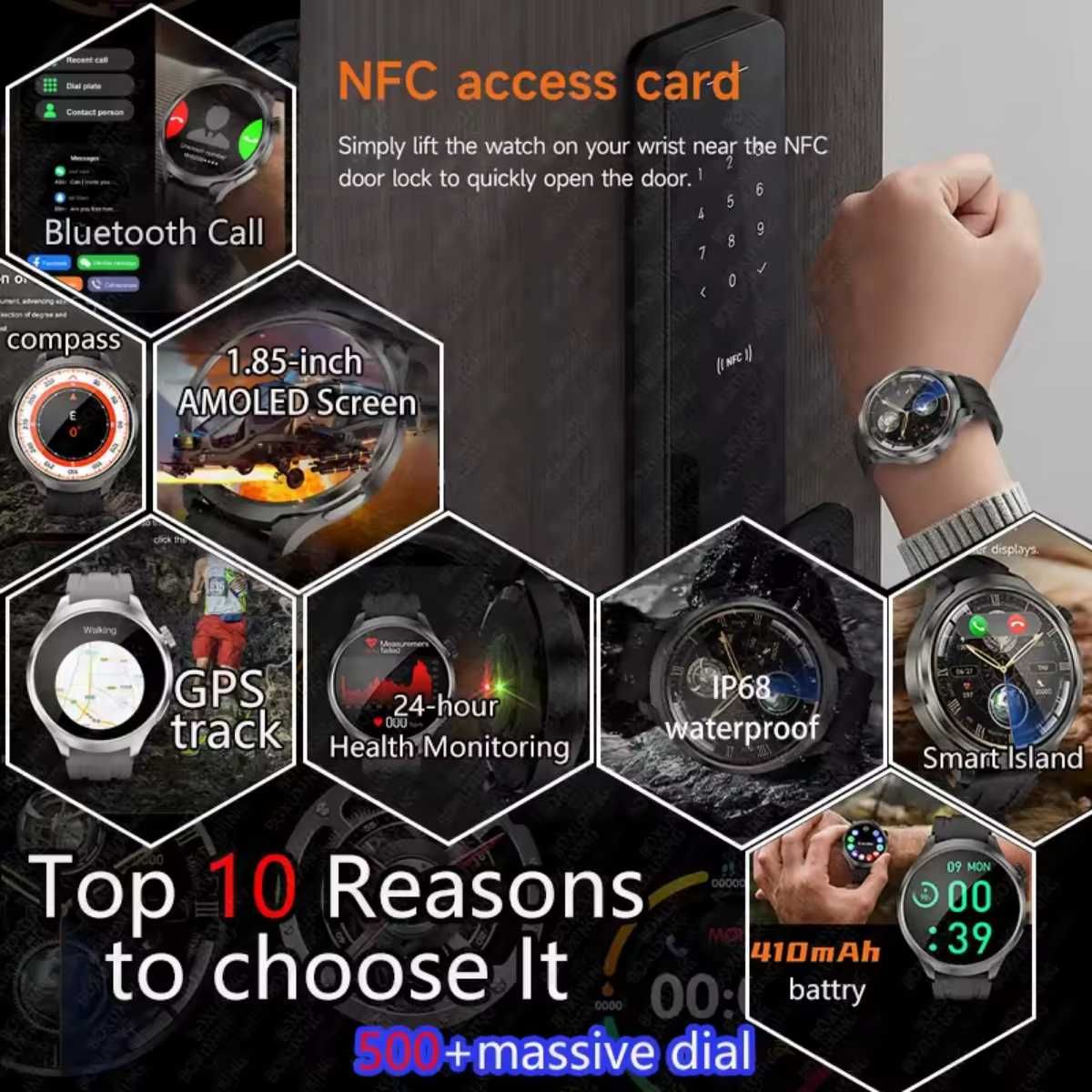 Смарт часы. LIGE DK69 MAX. NFC. GPS. Compass. Barometr.