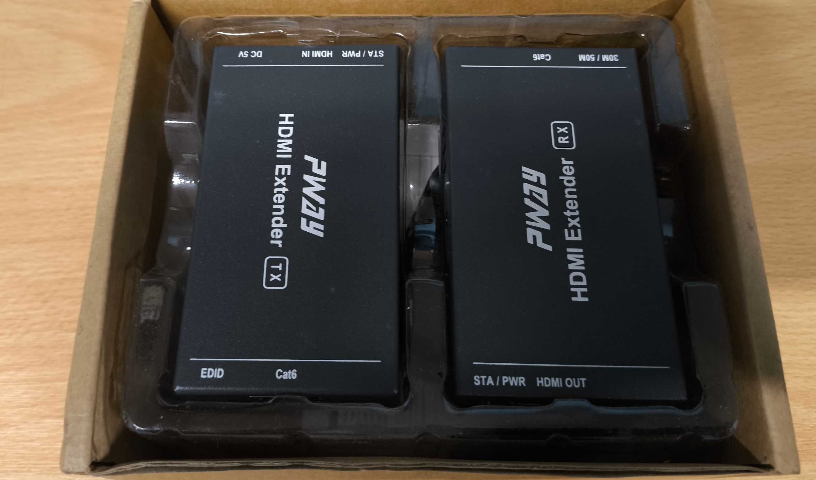 Przewodowy transmiter PWAY PW-PWHT202P 50 metrów kabel Cat5e/Cat6 2192