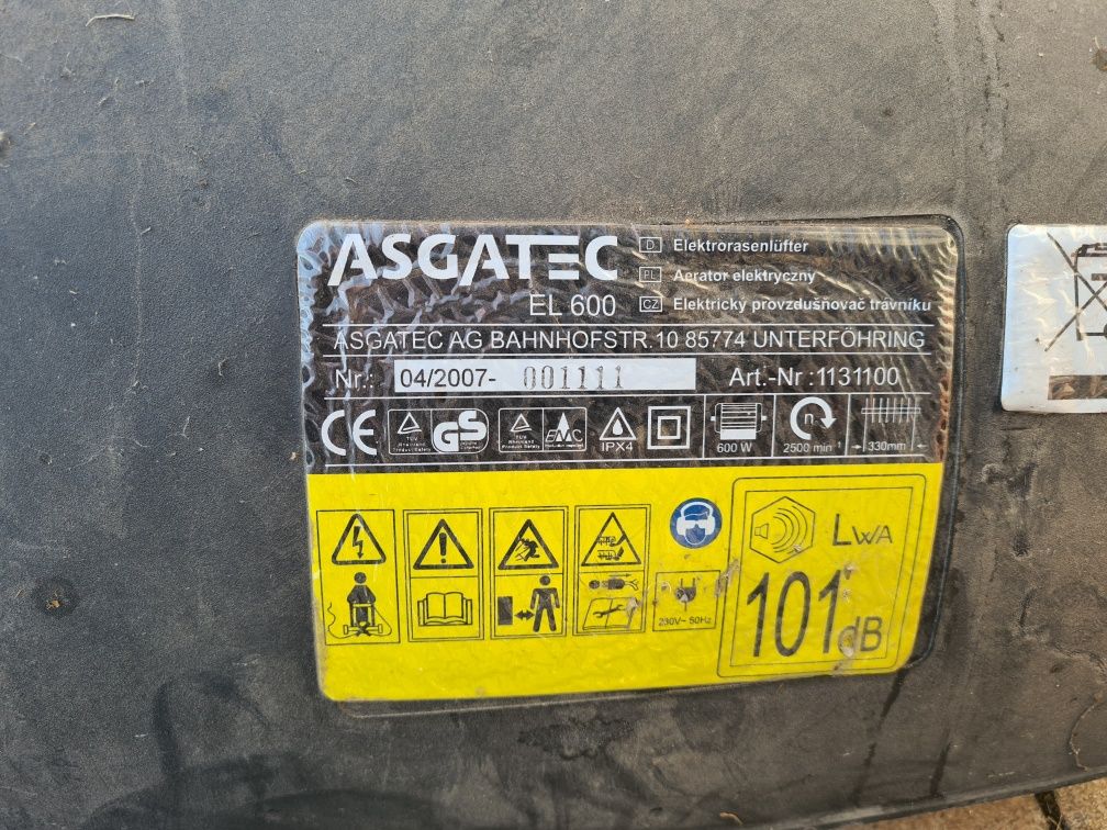Wertykulator aerator ASGATEC EL 600