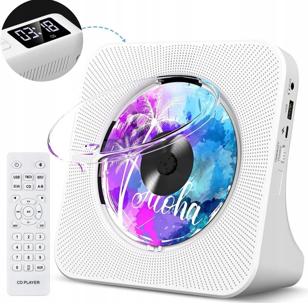 Odtwarzacz CD z funkcją Bluetooth Wbudowane dwa głośniki HiFi Radio FM