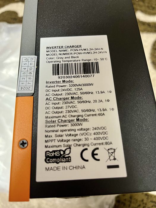 Гібридний інвертор Powmr. POW-HVM3.2H-24V-N + WiFi модуль