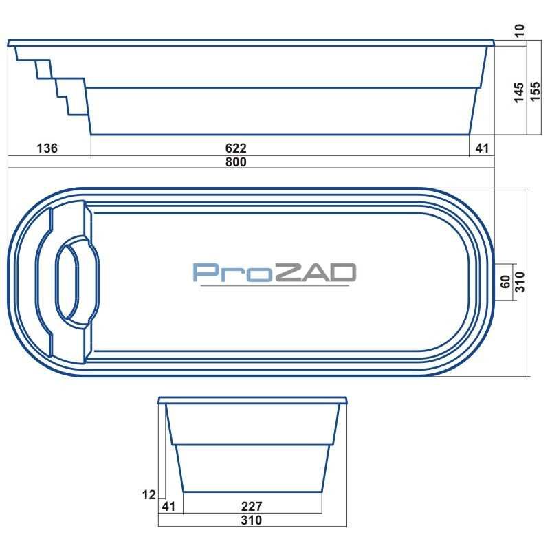 Basen PrimeFiber MARS 8,0 x 3,1 x 1,55m poliestrowy ogrodowy ZESTAW