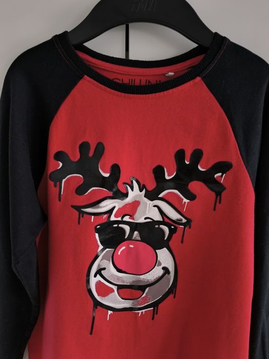 Next koszulka świąteczna Mikołaj renifer r.128