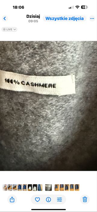Sweter 100% kaszmir Oversajs, średnio szary .