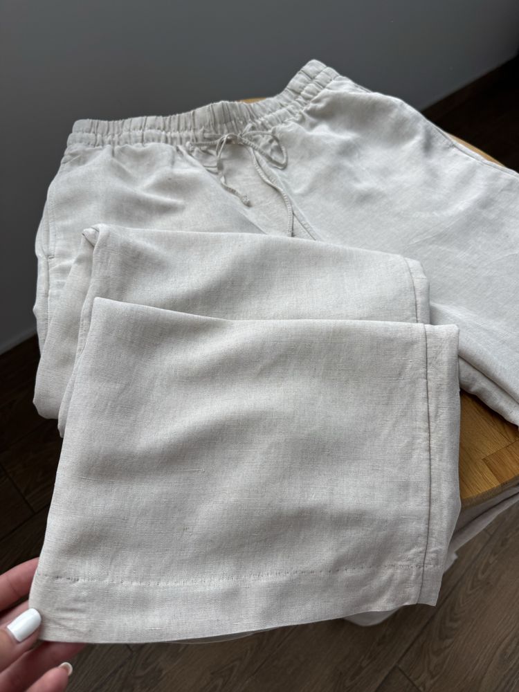 Лляні штани H&M, брюки з льоном