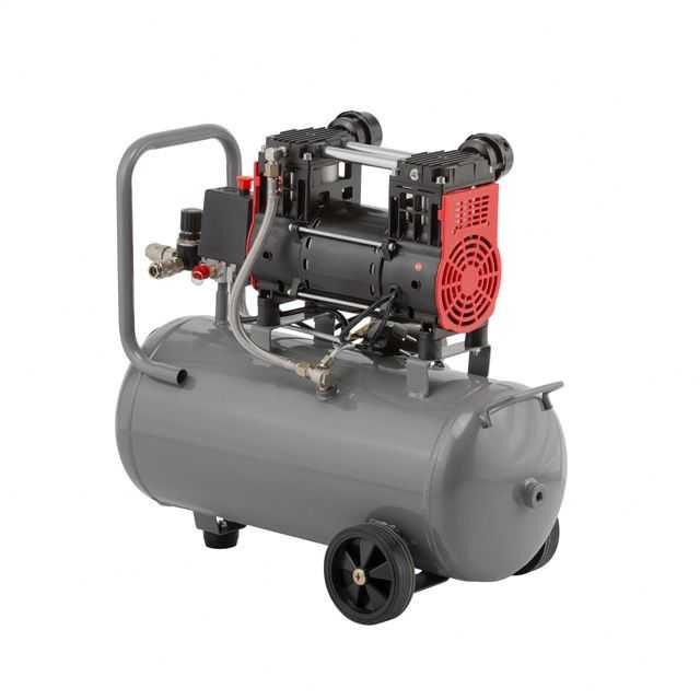 Компресор 24 л, 1.5 кВт, безмасляний, 2 циліндра. INTERTOOL PT-0032.