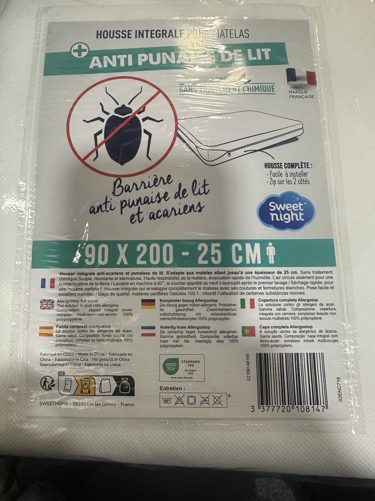 Pokrowiec na materac 90x200 przeciw pluskwom
