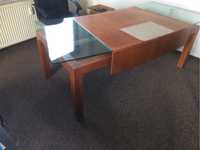 Duże biurko prezesa 2,2 m długosci firma balma lite drewno ze szkłem