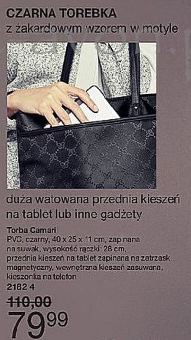 Nowa Elegancka czarna torebka Camari Avon