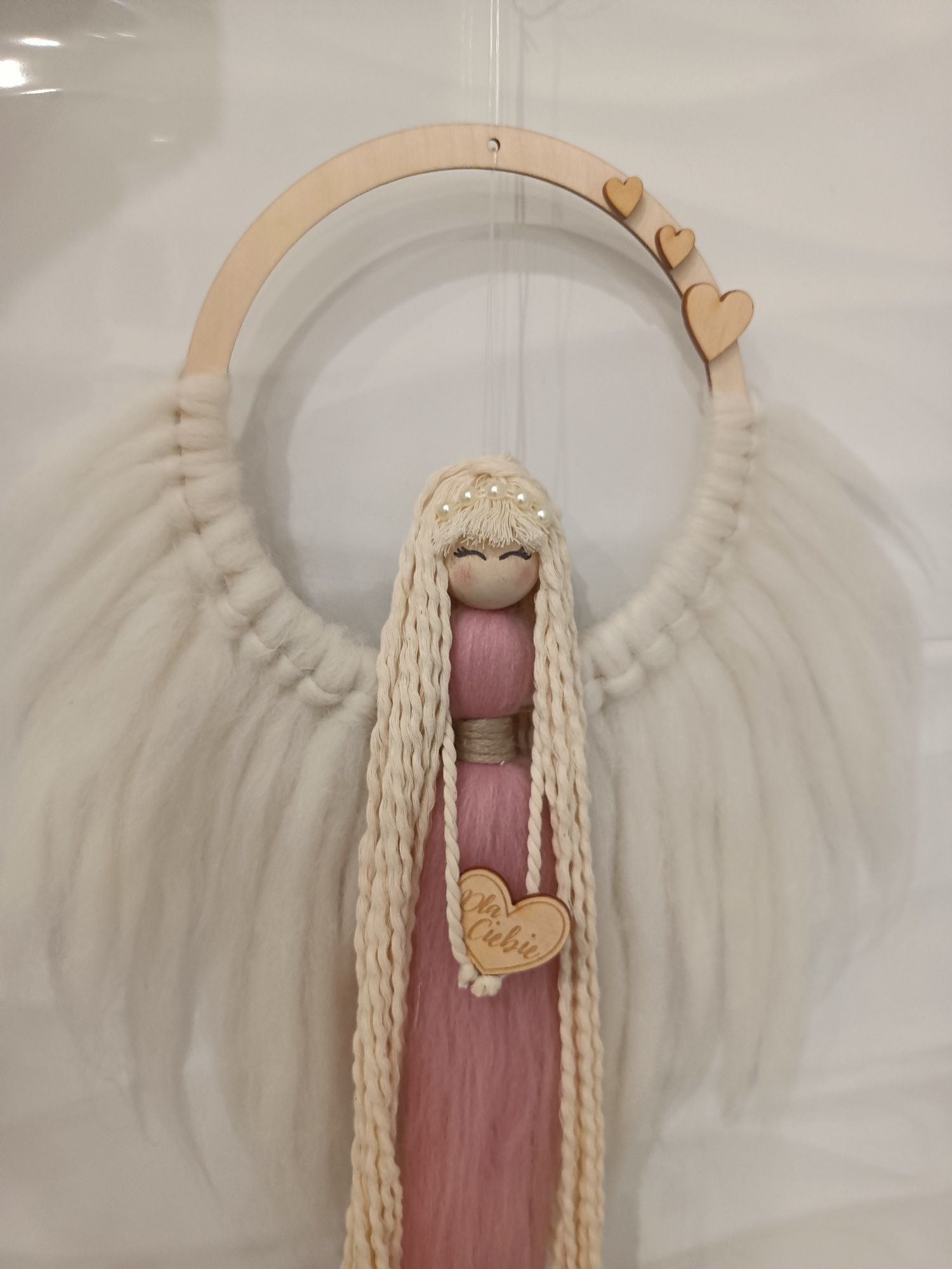 Anioł makrama ręcznie robiony, prezent dla dziecka, wyjątkowej osoby