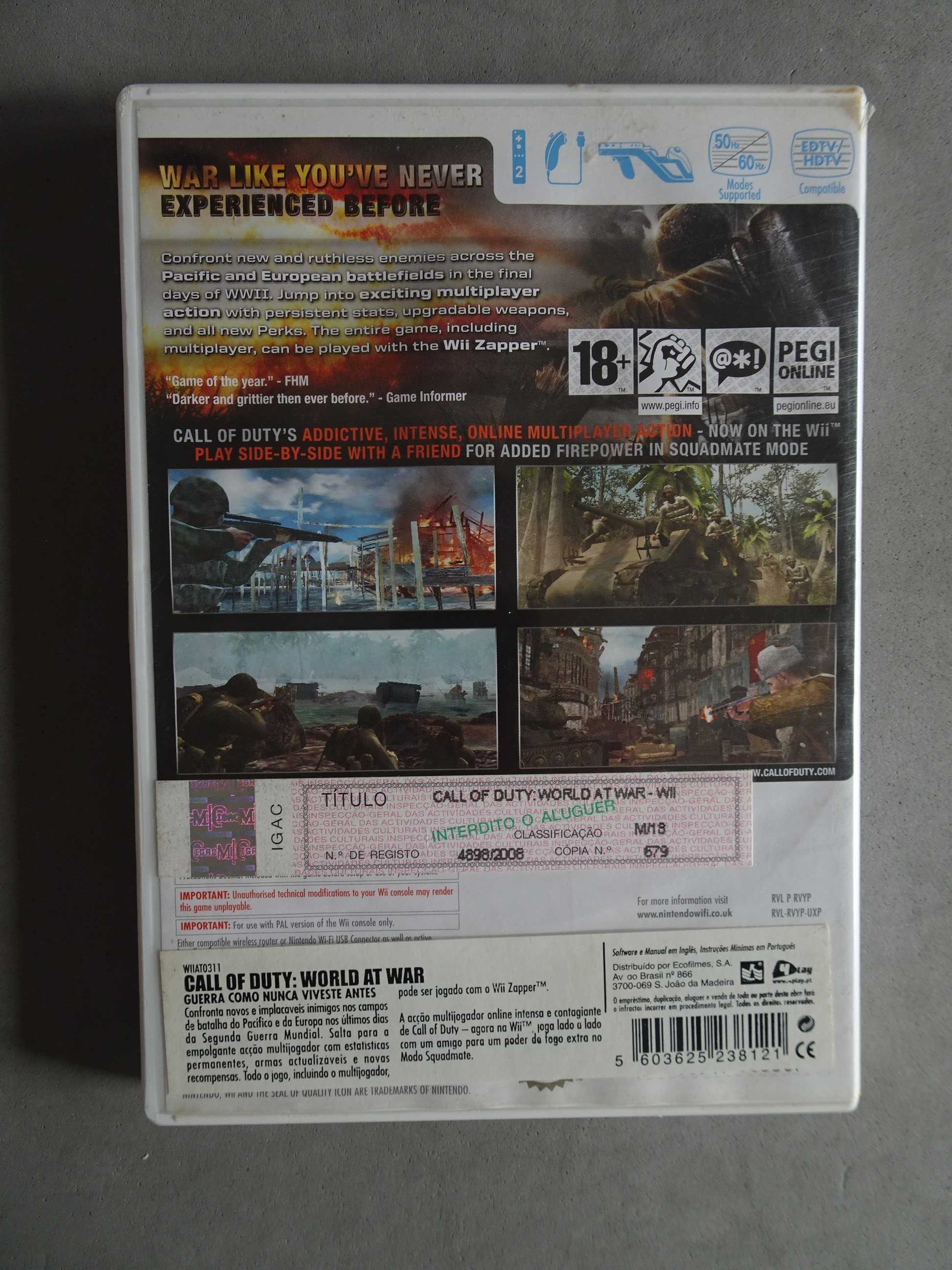 Jogo para consola WII - Call of Dutty - World at war