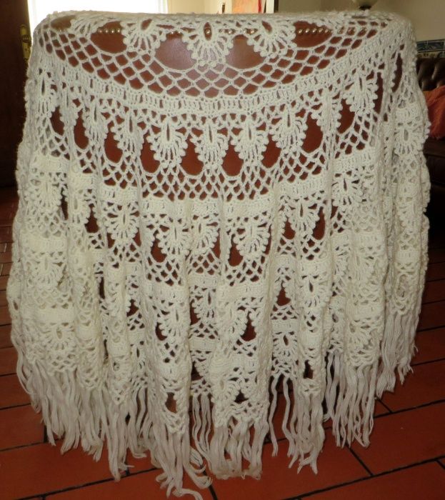 Xaile de crochet em lã