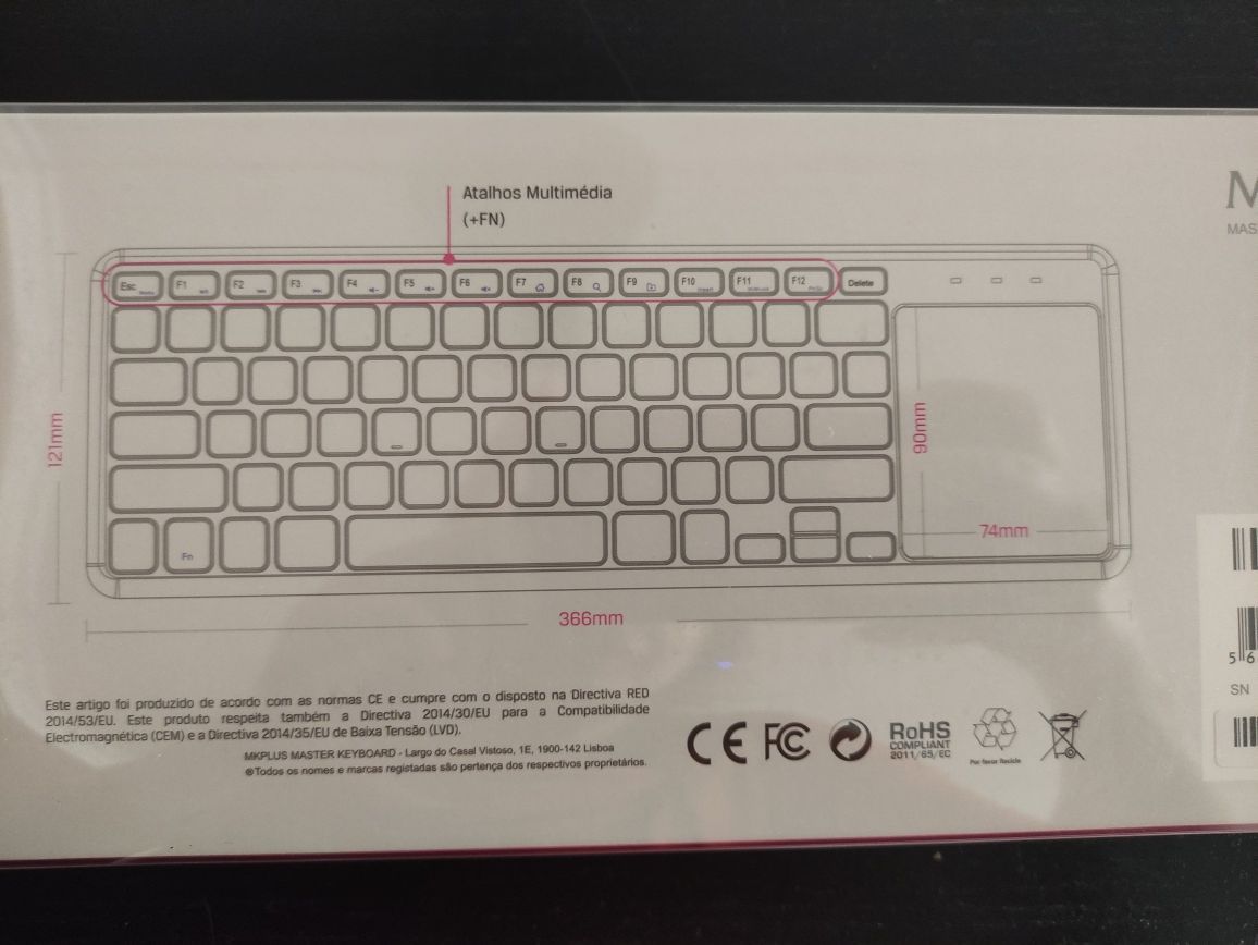 Teclado sem fios e touchpad da marca MKPlus, modelo MC910 - NOVO