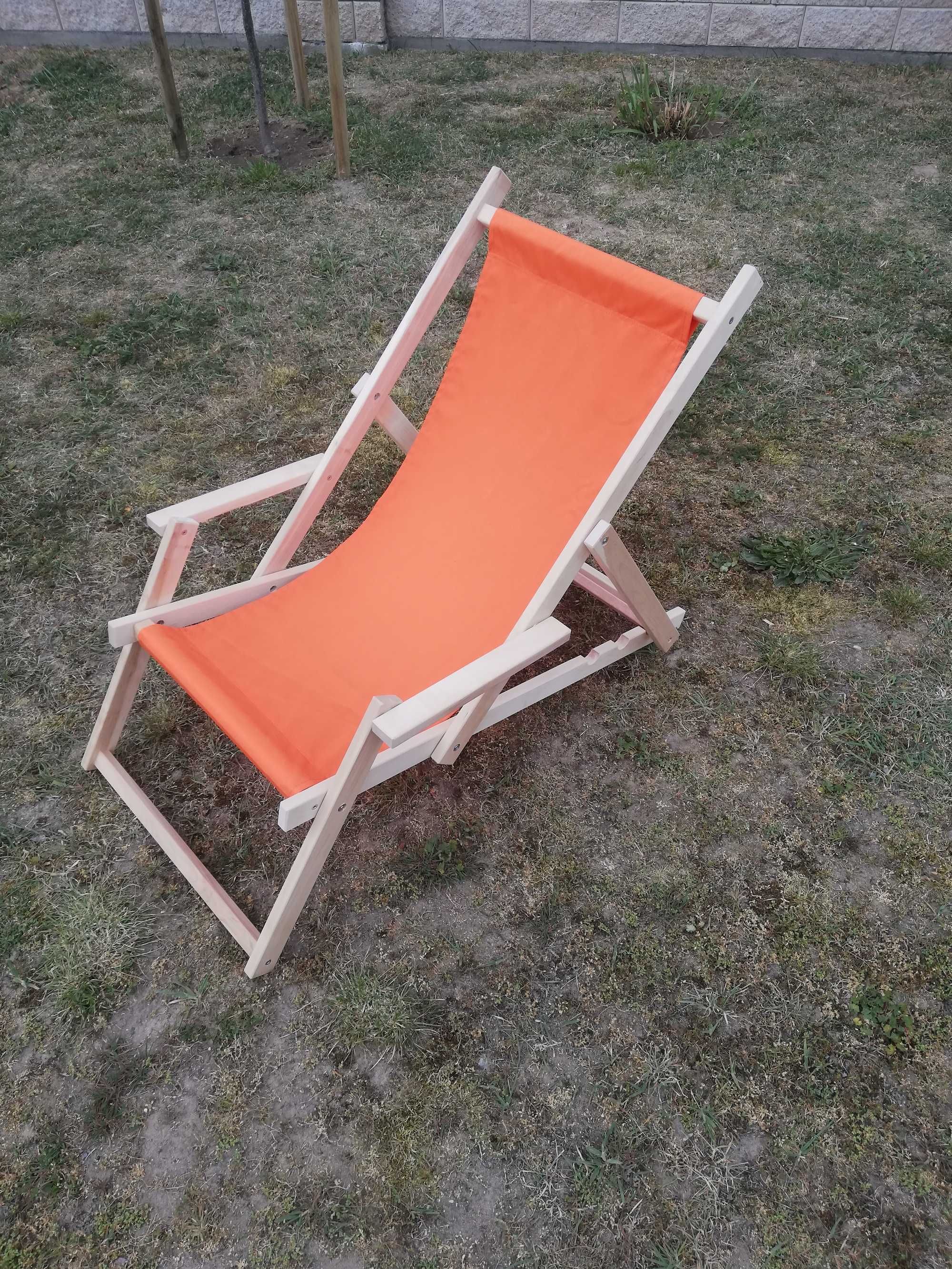Leżak ogrodowy leżak balkonowy plażowy z podłokietnikiem drewniany