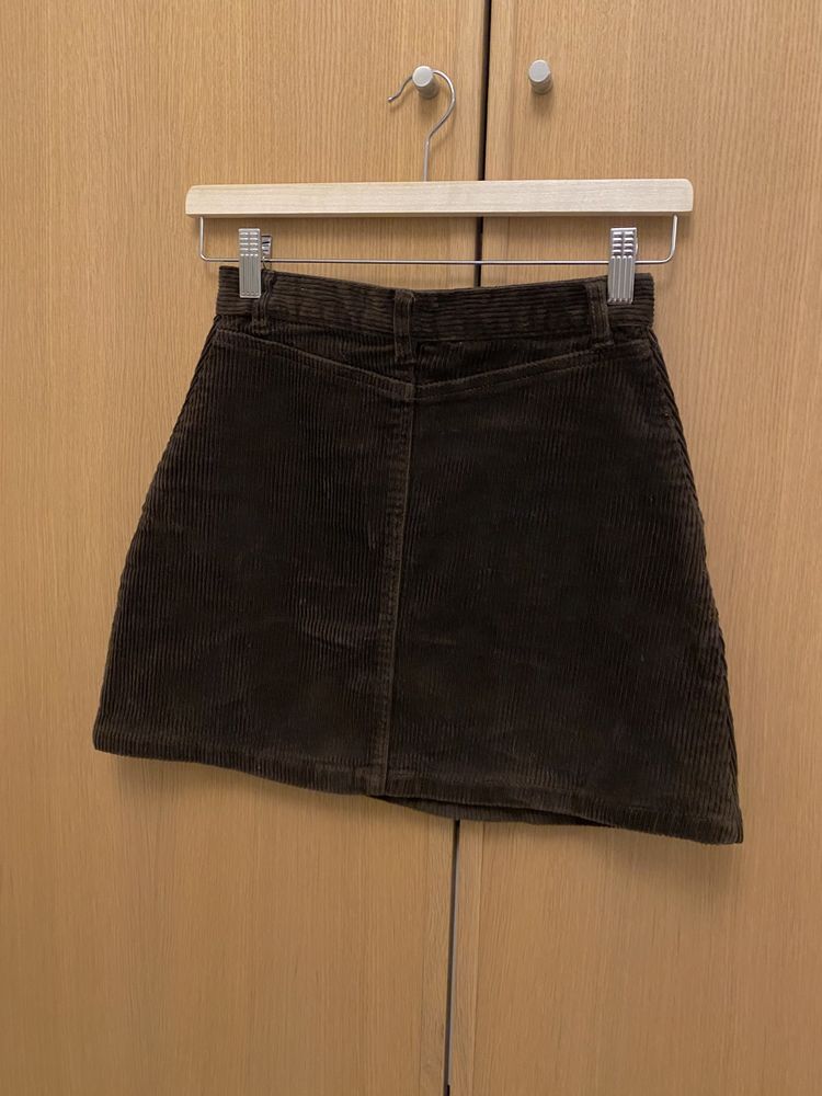 Spódnica Monki XS 34 sztruksowa mini retro brązowa