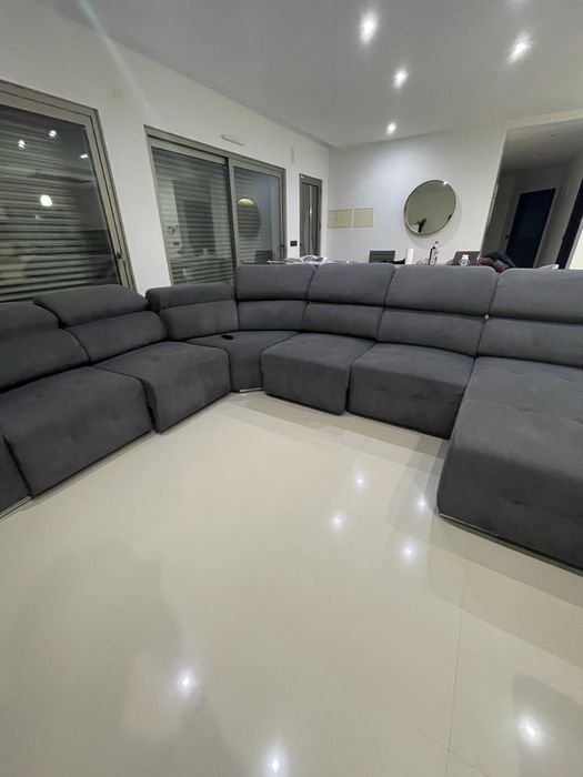 Sofá de canto moderno cinza