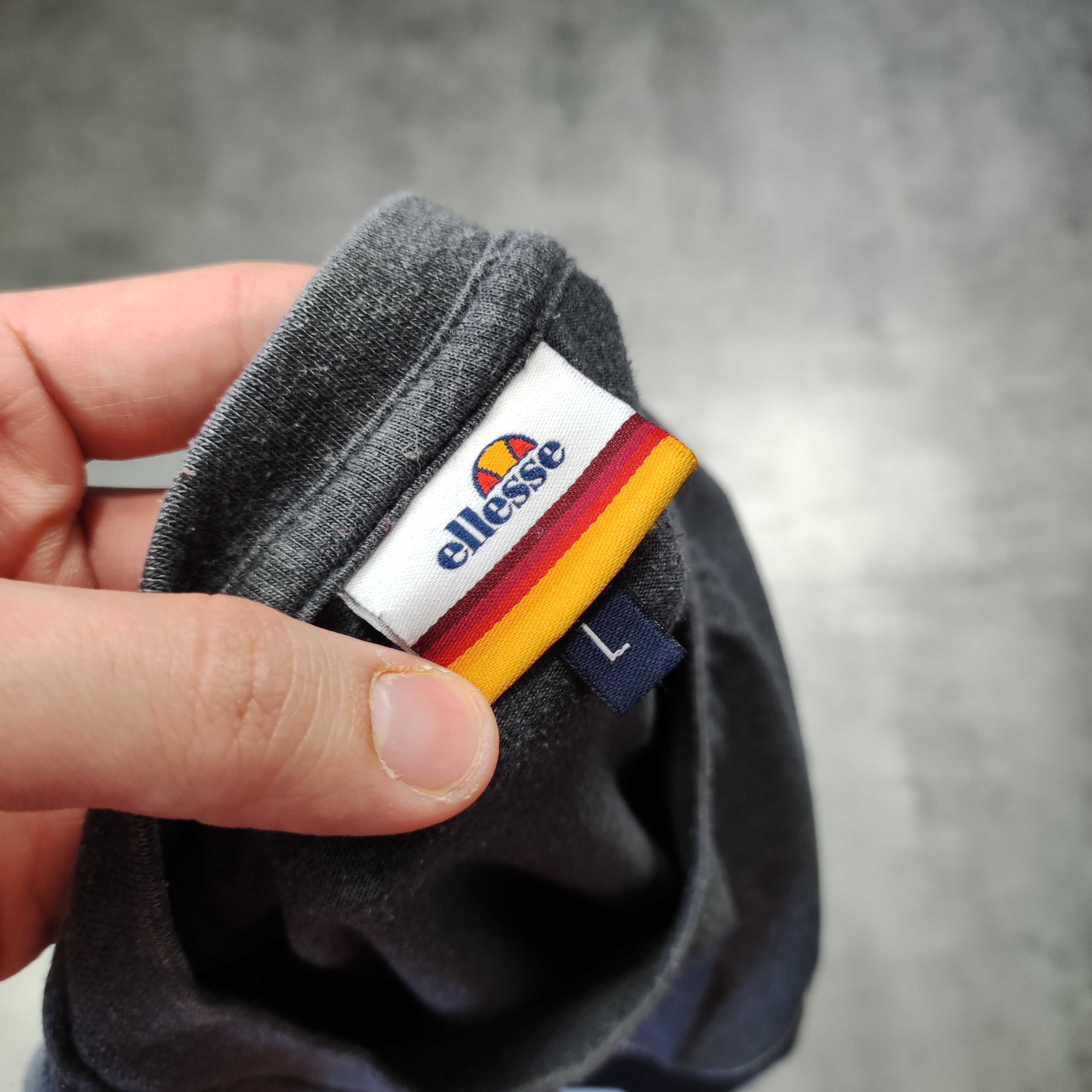 MĘSKA Koszulka Bawełniana Sportowa Szara Duże Logo Ellesse Italia