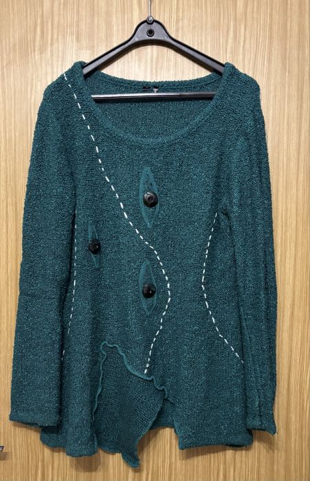 Sweter bluza narzutka damski zielony turkusowy 40/42
