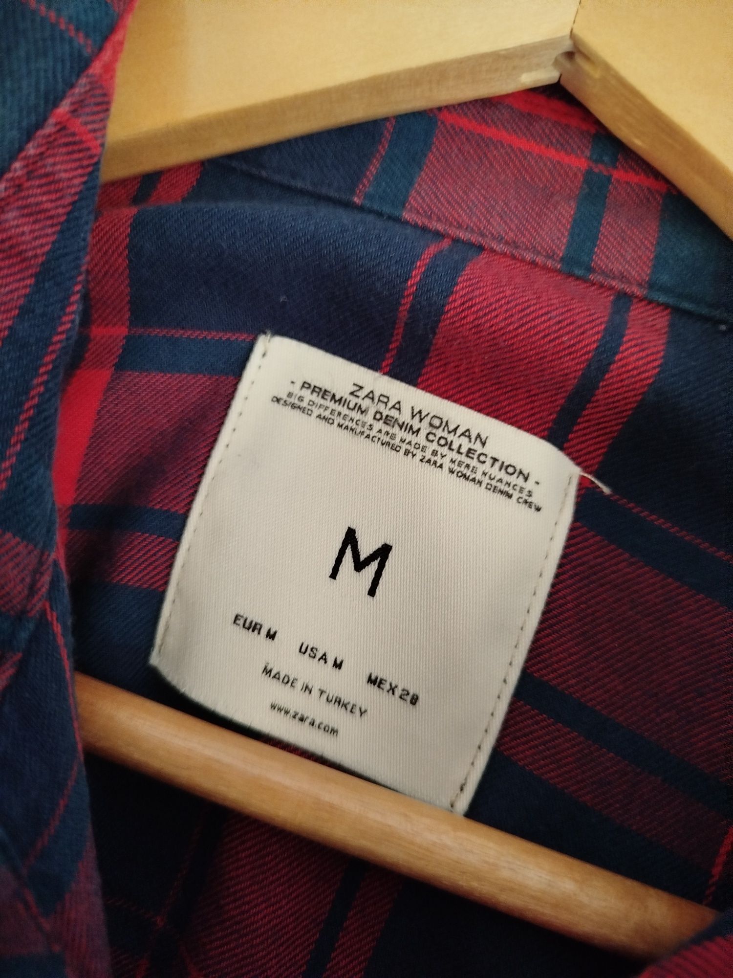 Koszula damska w kratę Zara M 100% bawełna