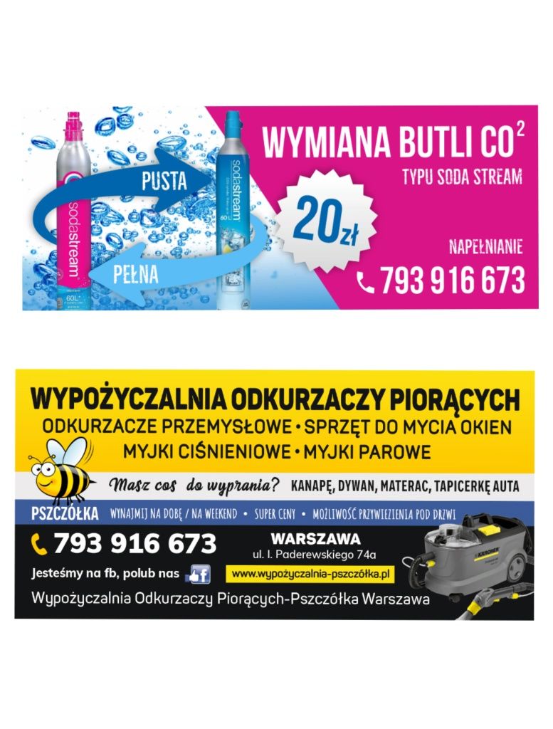 Wymiana i nabijanie butli CO2 typu Sodastream Warszawa