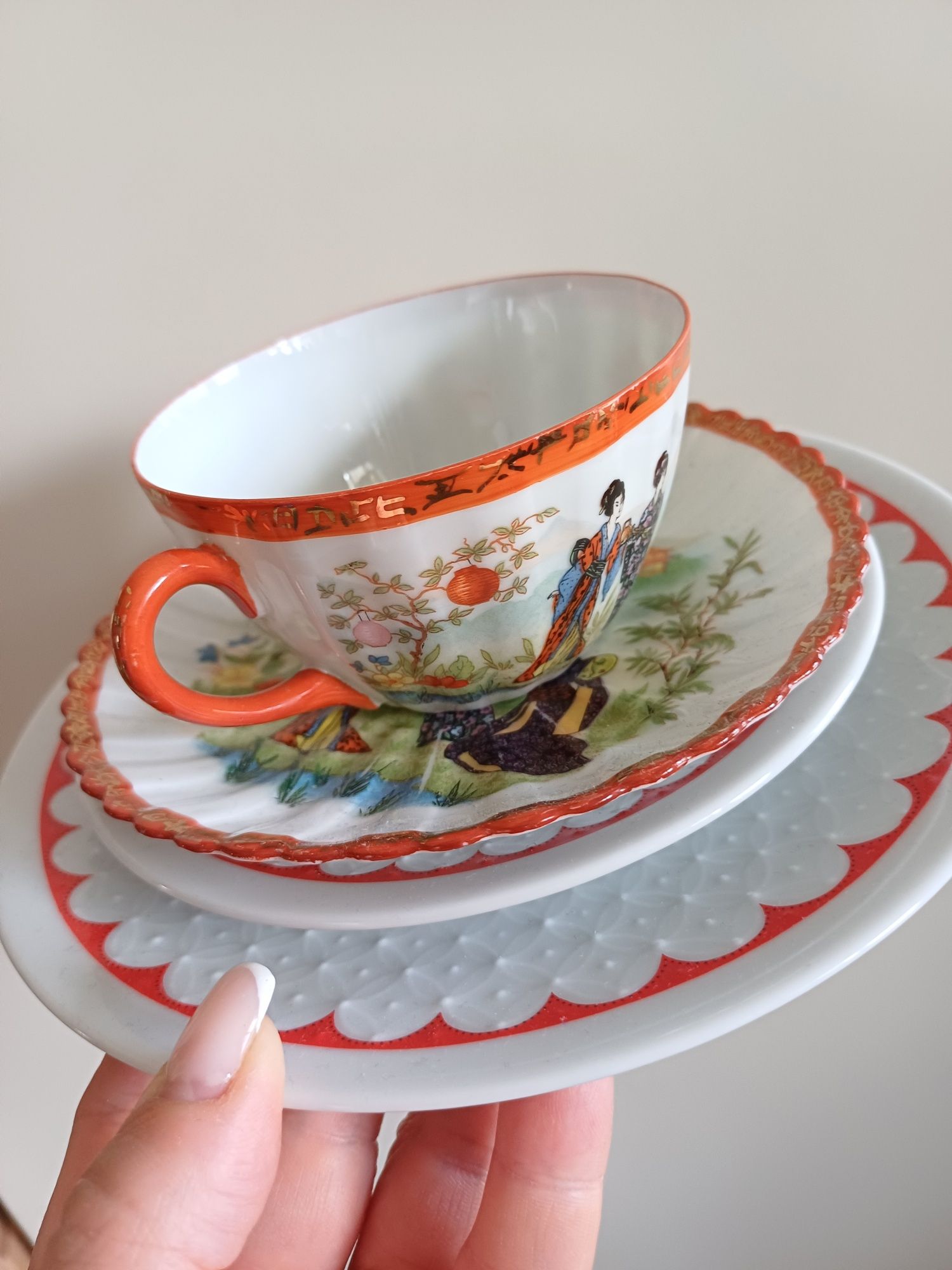 Echt tuppack japan bunt porcelana geisze chiny filiżanka