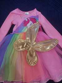 Sukienka H&M r.110/116 ze złotymi skrzydłami