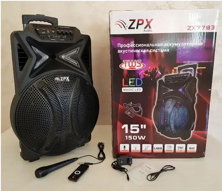 Колонка акустична 80W на акумуляторі з мікрофоном ZPX ZX 7783