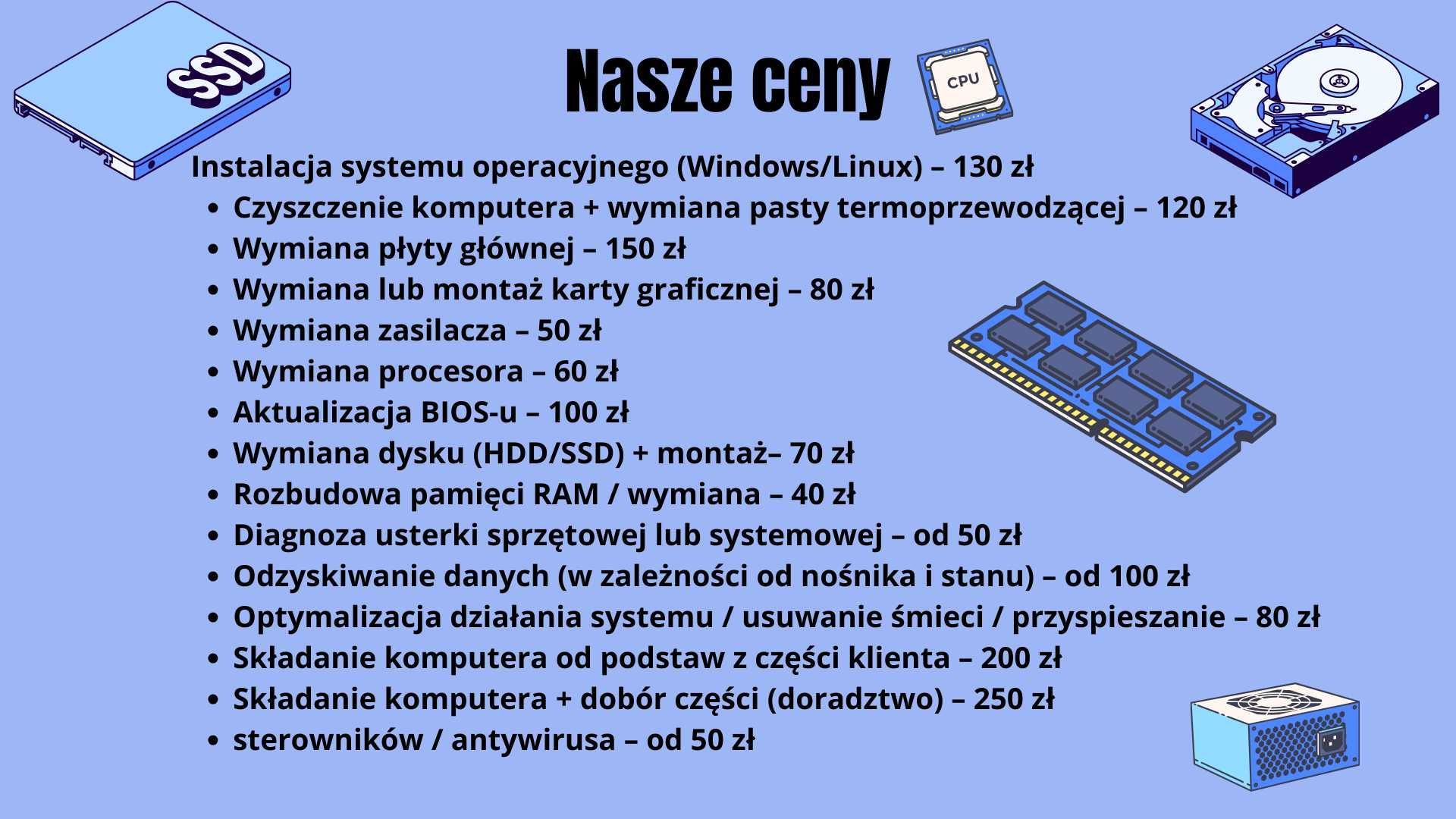Naprawa komputerów | Modernizacja PC | Odzyskiwanie danych | Diagnoza