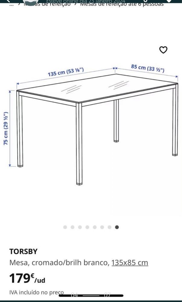 Mesa cromado:brilho/branco como nova