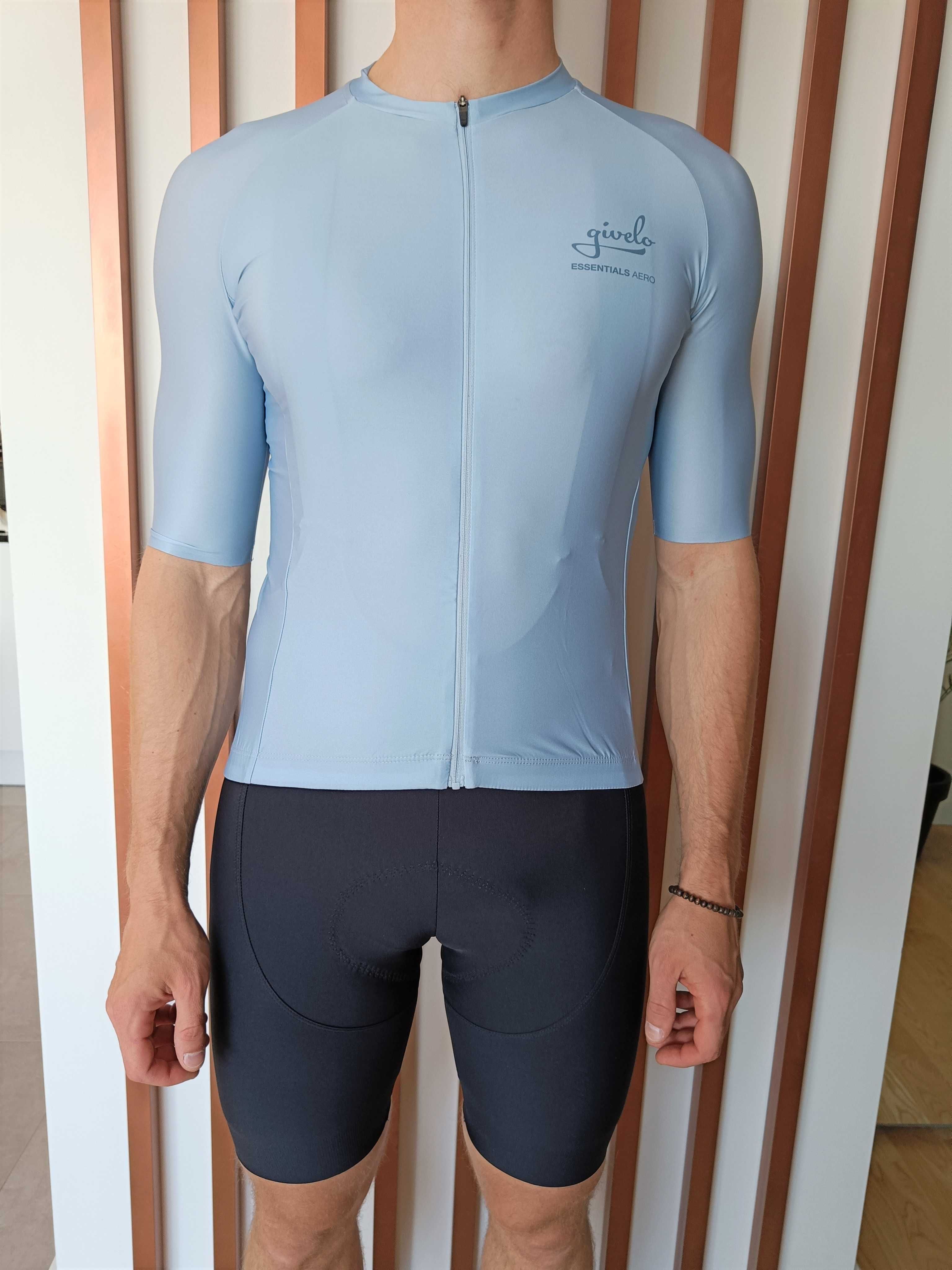 Sale! Nowa koszulka kolarska Givelo (Kolumbia) pudrowy niebieski / S