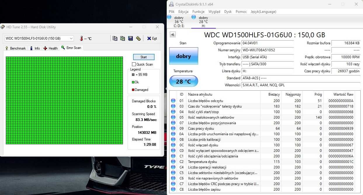 Dysk Serwerowy WD WD1500HLFS 150GB SAS SATA 10K 16MB Cache