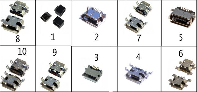 Штекер микро и мини USB , USB-A, USB-B, type-c usb, гнездо.