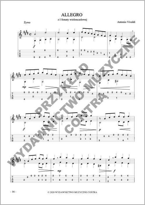 Łatwy Vivaldi na gitarę fingerpicking (nuty + tabulatury)