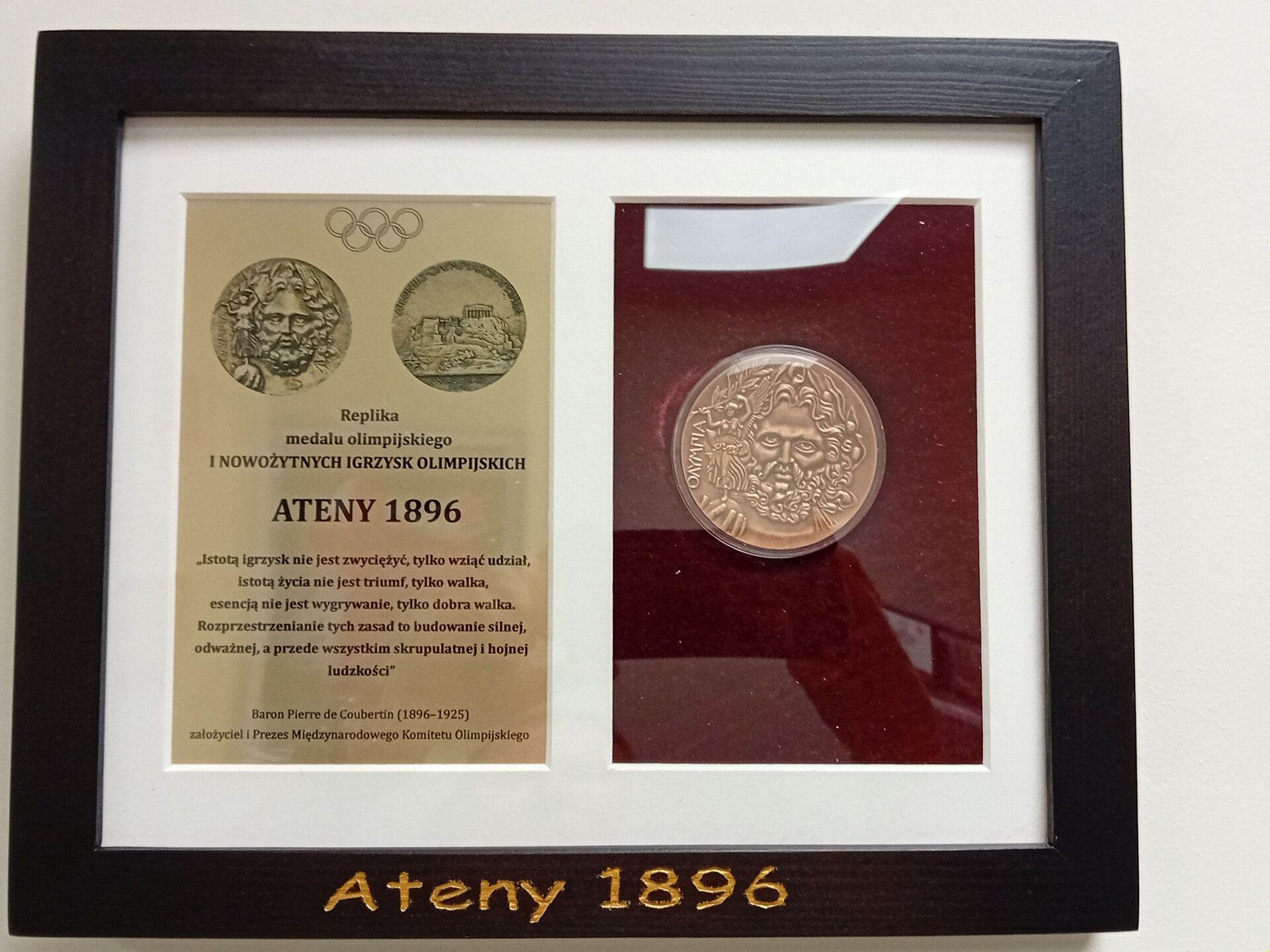 Piękna replika medalu olimpijskiego Ateny 1896 idealny prezent