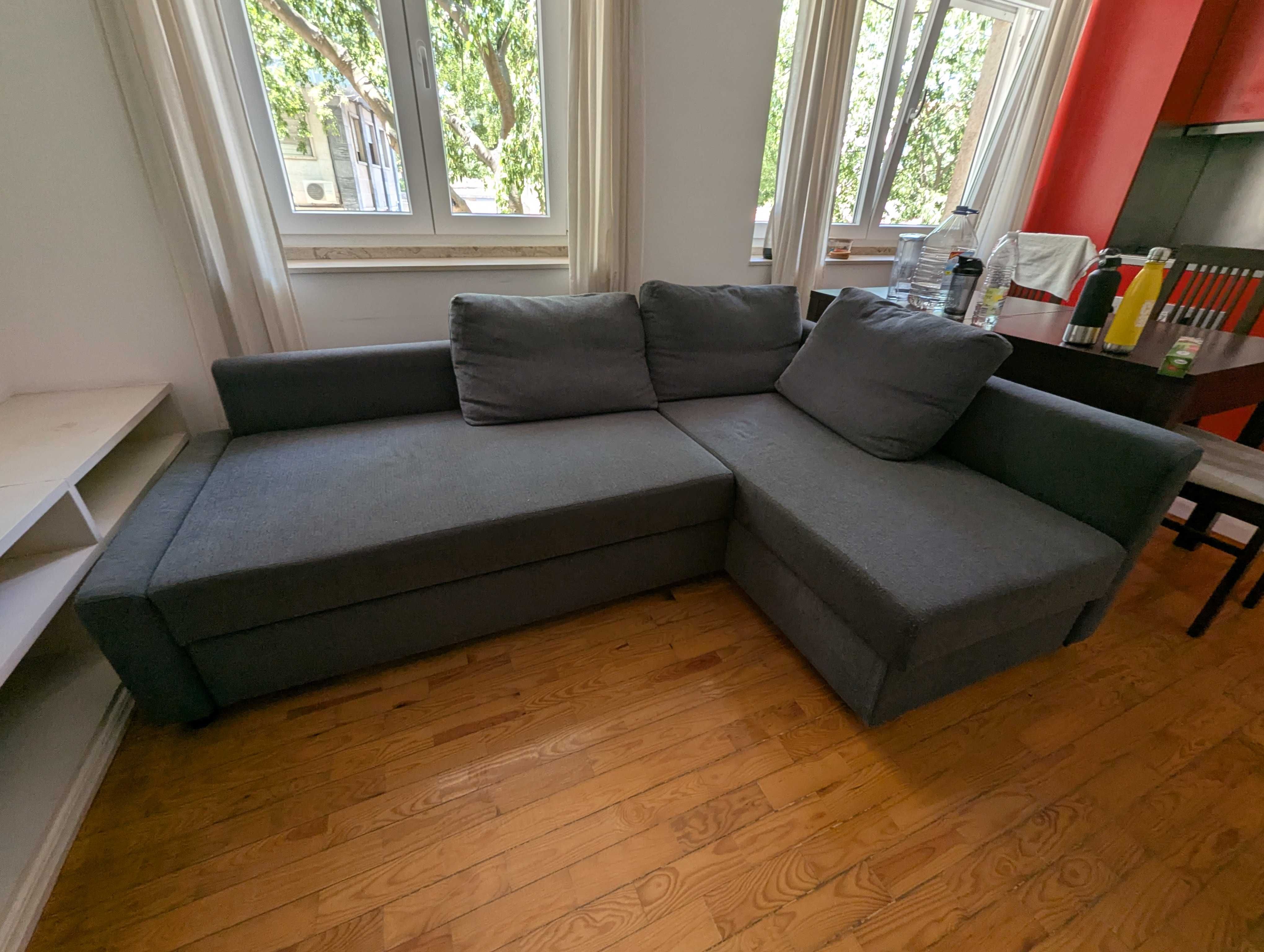 Sofá-cama de canto c/arrumação IKEA FRIHETEN – Azul
