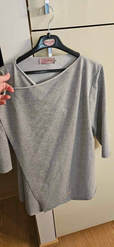 Szara narzutka dresowa z wiskozą cover up XL