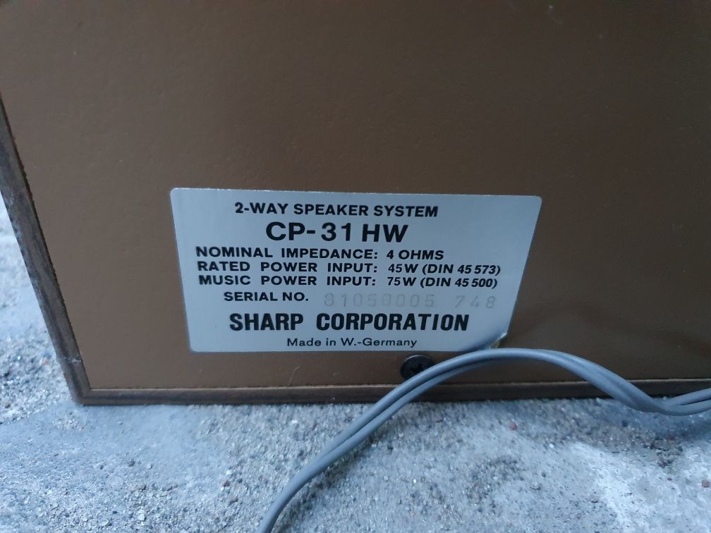 Kolumny Sharp CP 31 HW 4ohm 45/75W Germany bas 20cm Kable DIN 2