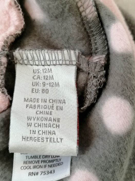 Komplet płaszczyk z beretem z polaru dla dziewczynki 12M, wzrost 80cm